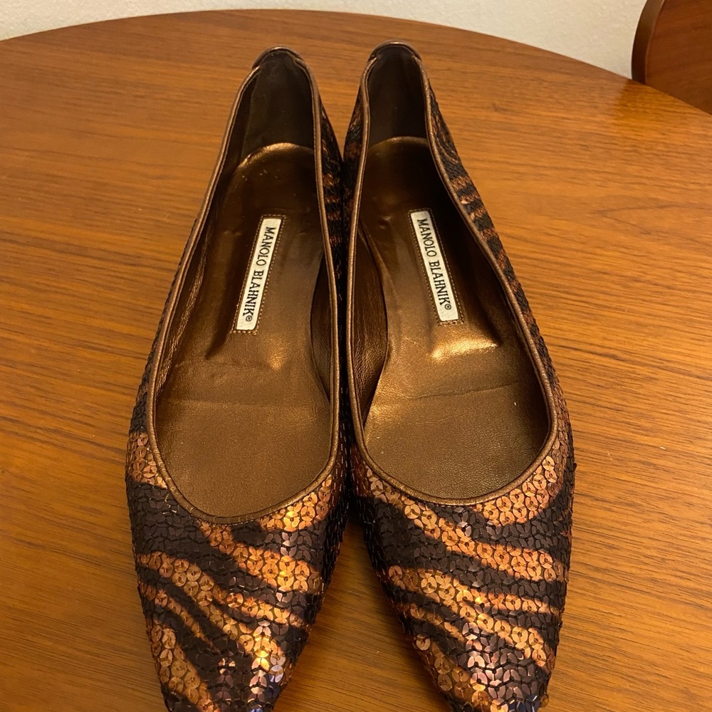 Manolo Blahnik Sequined Pointed Toe Flats - image 3